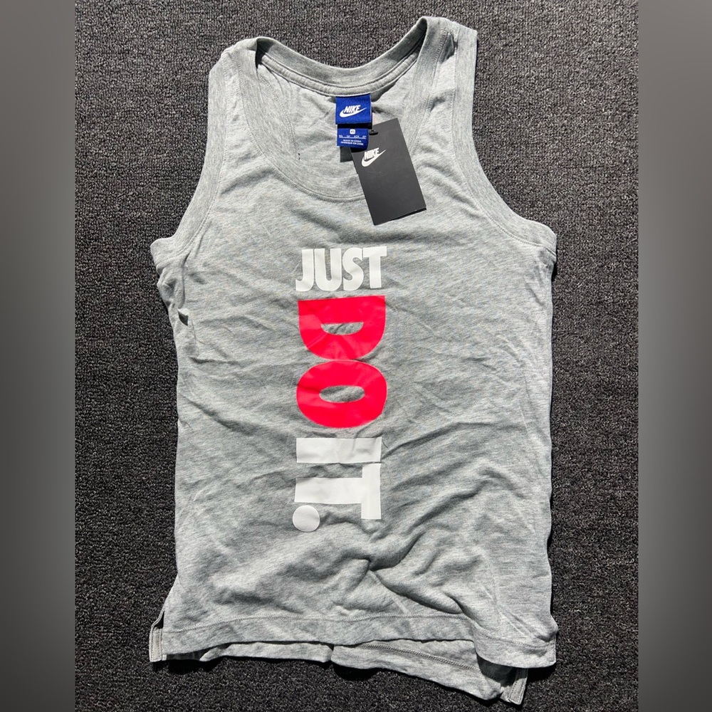 Nike women’s Gray Tank Top with Red Graphic